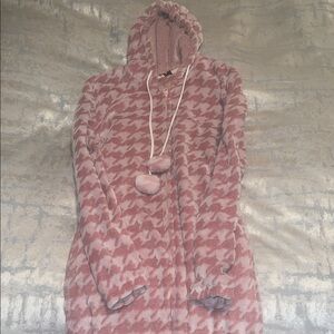 Fashion Nova Pink Houndstooth Hooded onesie